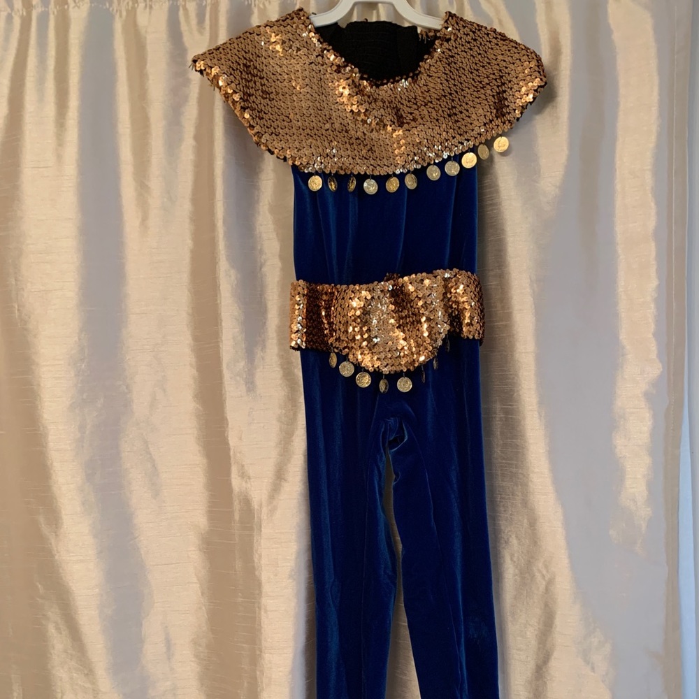 Motionwear Navy Blue & Gold Sequins "Walk like an Egyptian" Costume LC(12-14)